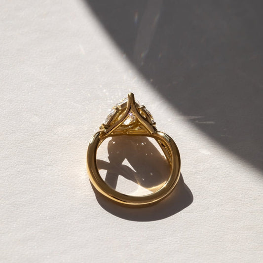 Nature Inspired Split Shank Pear Cut Moissanite Engagement Ring - view 4