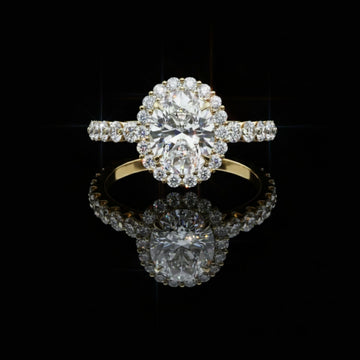 1.08 CT Fantastic Oval Cut Moissanite Diamond Halo Engagement Ring A Sparkling Symphony of Brilliant Accents