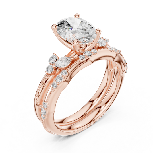 Oval Cut Lab Diamond Bridal Ring Set - view 3