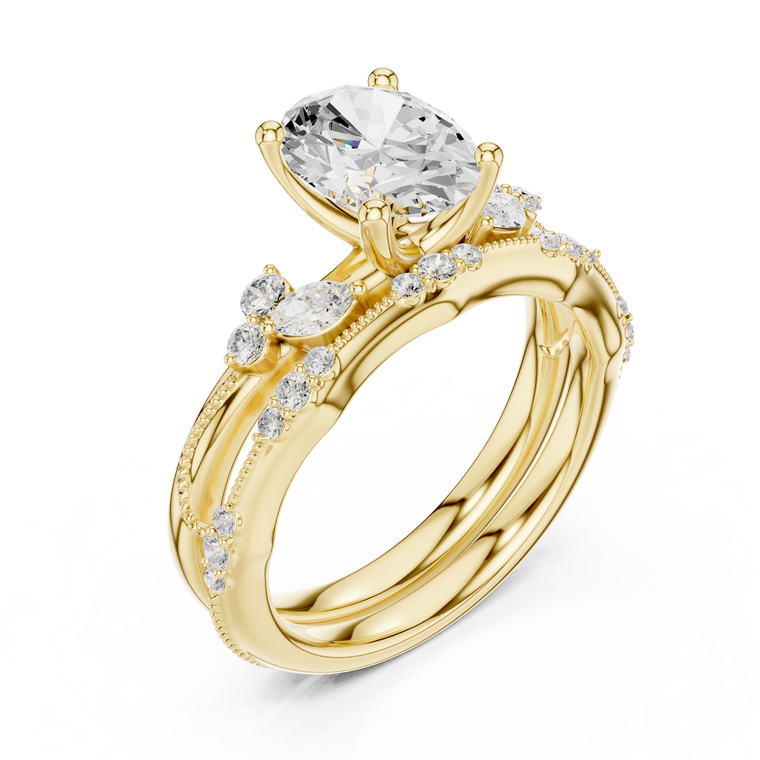 Oval Cut Lab Diamond Bridal Ring Set - view 2