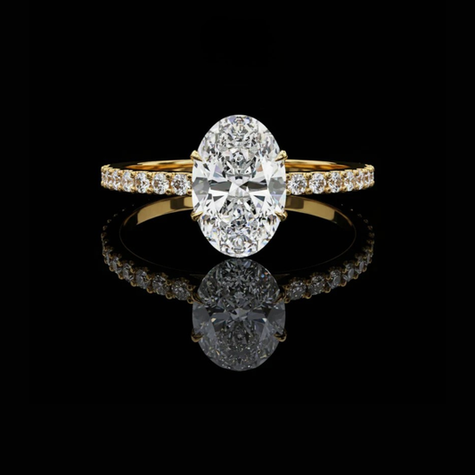 2.50 CT Elegant Oval Cut Lab Grown Diamond Pave Engagement Ring in Solid Gold For Gift