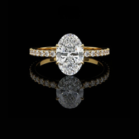 2.50 CT Elegant Oval Cut Moissanite Diamond Pave Engagement Ring in Solid Gold For Gift