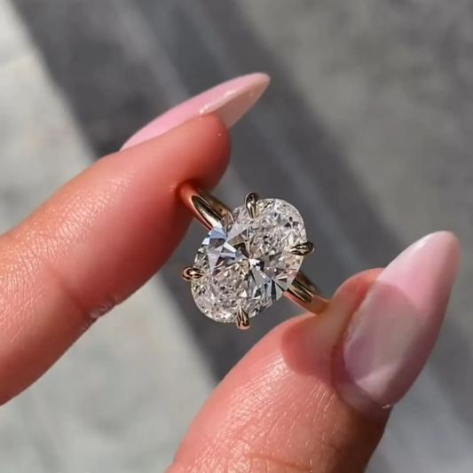 3.50 CT Elegant Oval Cut Lab Grown Diamond Hidden Halo Solitaire Statement Ring Luxury Jewelry