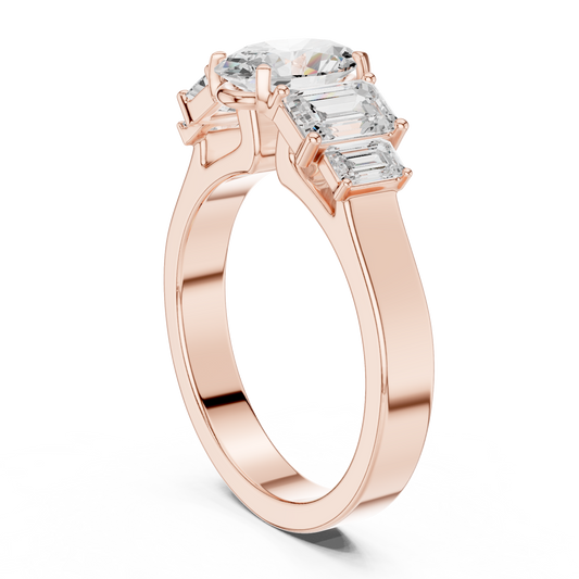 Oval With Side Emerald Cut Moissanite Engagement Ring - view 2