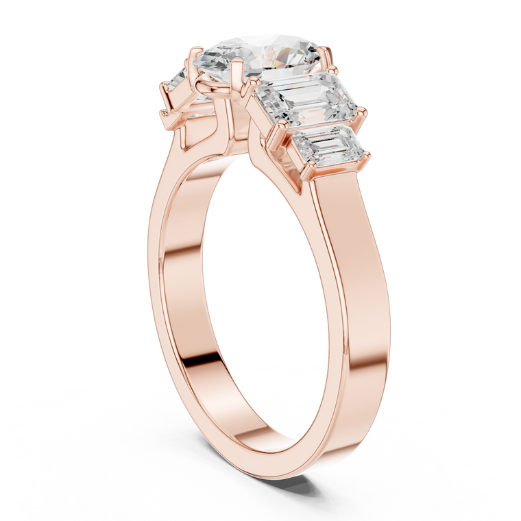 Oval With Side Emerald Cut Moissanite Engagement Ring - view 2
