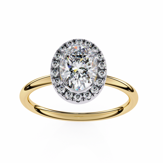 Oval Cut Halo Lab Diamond Ring with Slim Band - view 2