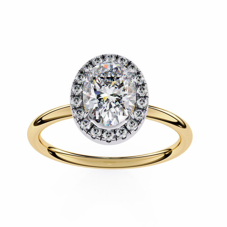Oval Cut Halo Lab Diamond Ring with Slim Band - view 2