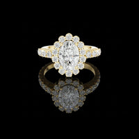 3.00 CT Radiant Vintage Inspired Elegance Oval Cut Floral Halo Lab Grown Diamond Ring