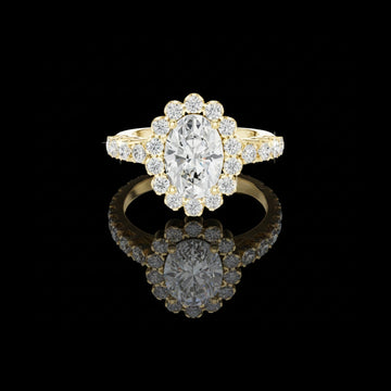 3.00 CT Radiant Vintage Inspired Elegance Oval Cut Floral Halo Lab Grown Diamond Ring