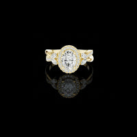 2.00 CT Lumina Oval Cut Halo Lab Diamond Ring with Sculpted Diamond Accents For Special One