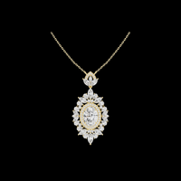 4.00 CT Beautiful Flower Oval Halo Moissanite Diamond Pendant Vintage Floral Design Gift for Her