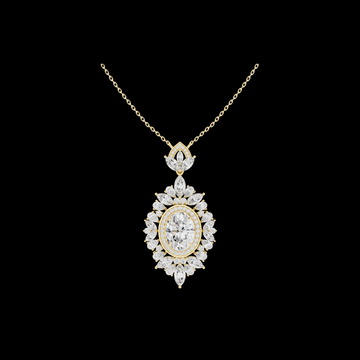 4.00 CT Beautiful Flower Oval Halo Moissanite Diamond Pendant Vintage Floral Design Gift for Her