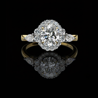 1.50 CT Graceful Oval Cut Moissanite Diamond Halo Engagement Ring with Side Pear Stones Anniversary Gift