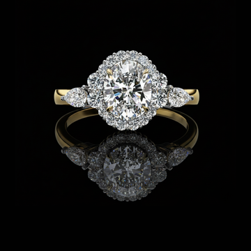 1.50 CT Graceful Oval Cut Moissanite Diamond Halo Engagement Ring with Side Pear Stones Anniversary Gift