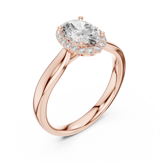 Oval Cut Halo Solitaire Lab Diamond Ring - view 4