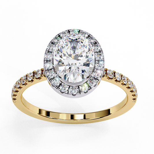 2.00 CT Halo of Radiant Brilliance Oval Lab Grown Diamond Ring Crafted for Timeless Elegance