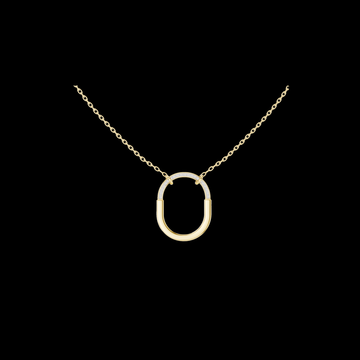 0.105 TCW Classic Moissanite Diamond Open Oval Contemporary Minimal Design with Pave Detail Pendant Luxury Jewelry
