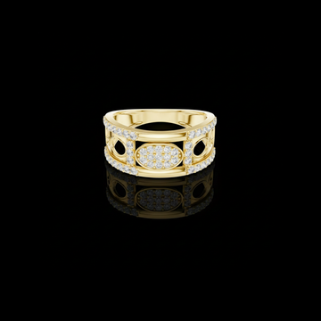 0.58 TCW Exclusive Round Lab Grown Diamond Openwork Oval Design with Pave Stones Wedding Ring
