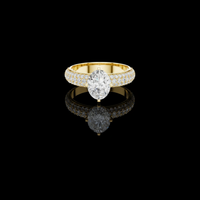 2.00 CT Glamorous Oval Cut Lab Grown Diamond Ring with Triple Pave Diamond Band