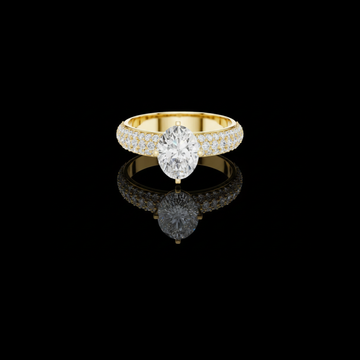 2.00 CT Glamorous Oval Cut Moissanite Diamond Ring with Triple Pave Diamond Band
