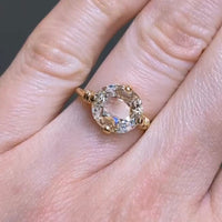 4.00 TCW Antique Inspired Setting Rose Cut Lab Diamond Ring with Sculpted Gold Rope Accents