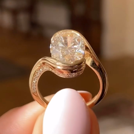 Oval Moissanite Bypass Solitaire Engagement Ring - view 2
