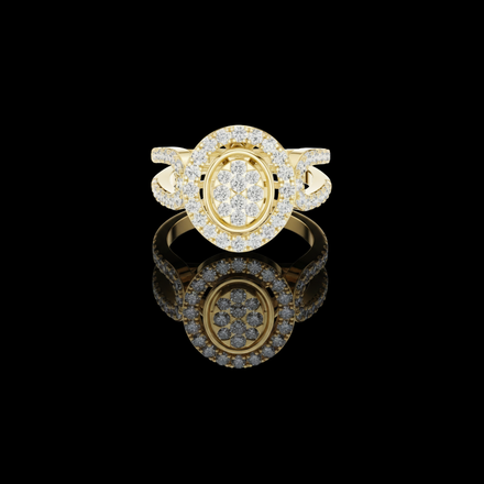 Cluster Round Cut Lab Diamond Split Shank Engagement Ring