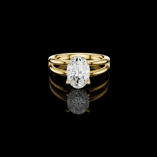 2.00 TCW Elegant Lab Grown Oval Cut Diamond Split Shank Minimalist Anniversary Ring