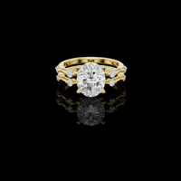 2.42 CT Timeless Oval Solitaire Moissanite Diamond Ring with Accent Diamond Band