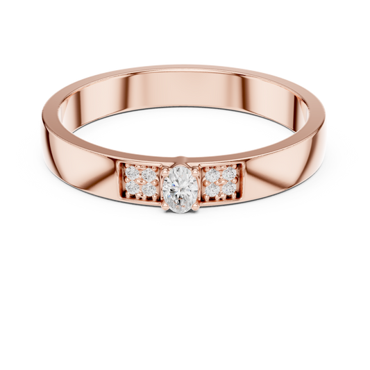 0.76 CT Timeless Moissanite Diamond Ring with Oval Center Stone and Pave Accents
