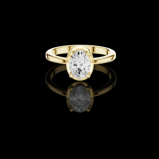 1.02 TCW Timeless Lab Grown Solitaire Ring Featuring a Brilliant Oval Cut Center Diamond