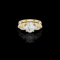2.50 CT Luxury Oval Cut Lab Grown Diamond Accents Band Classic Prong Setting Engagement Ring For Women