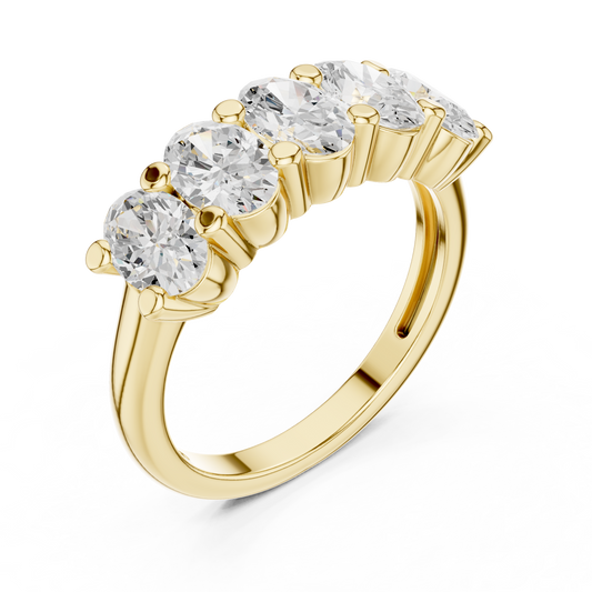 Oval Cut Five Stone Lab Diamond Ring - view 4