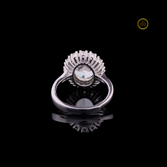 Sparkle Oval Cut Halo Cluster Lab Diamond Engagement Ring - view 4