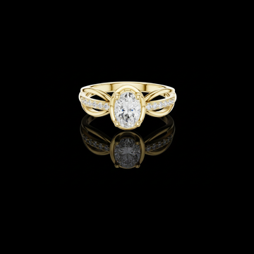2.00 CT Oval Cut Moissanite Diamond Ring with Twisted Split Shank and Pave Accents