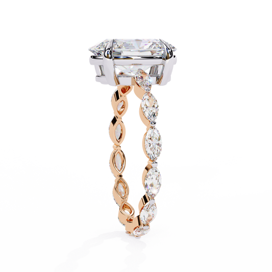 Oval Cut Side Stone Marquise Ring With Eternity Band - view 3