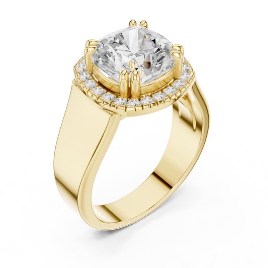 Cushion Cut Halo Wide Band Lab Diamond Ring - view 4