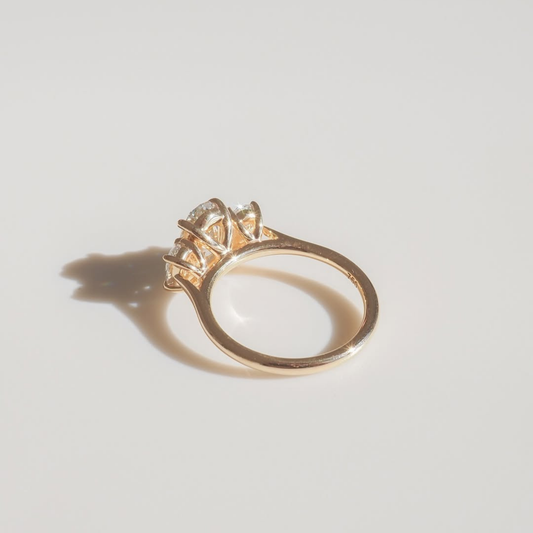 Oval Three Stone Lab Diamond Ring With Oval Side Stones - view 3