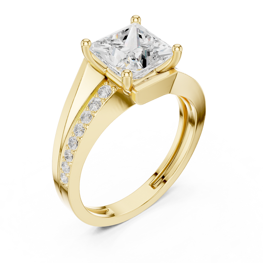 Princess Cut Split Pave Shank Moissanite Engagement Ring - view 4