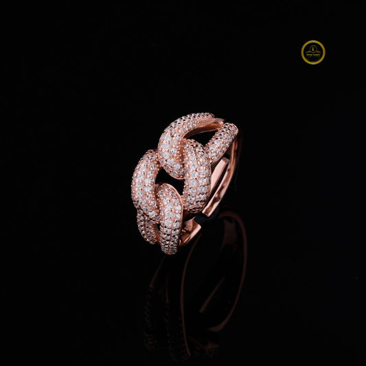 Pave Moissanite Chain Link Statement Ring - view 2