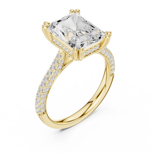 4.00 CT Luxury Radiant Cut Lab Grown Diamond with Pave Side Stones Luxury Cathedral Setting Bridal Ring