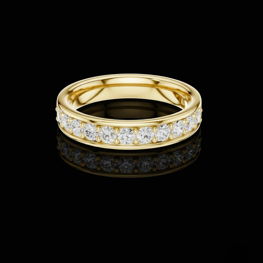 0.50 TCW Luxurious Moissanite Diamond Pave Eternity Band with Dazzling Round Stone Channel Set Ring For Her