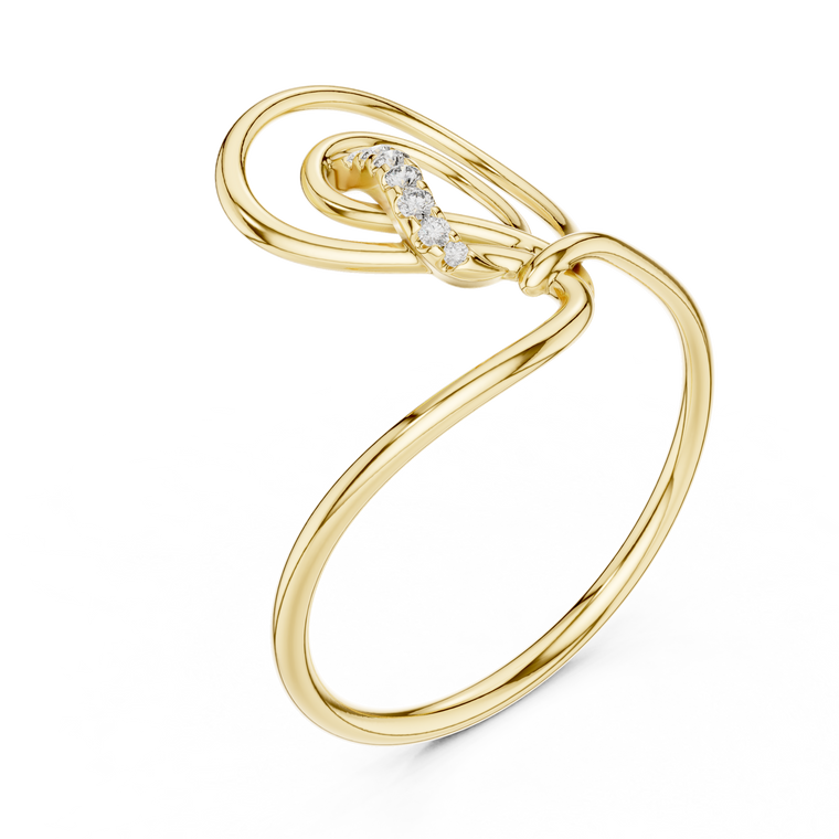 Abstract Open Loop Pave Lab Diamond Statement Anniversary Ring - view 2