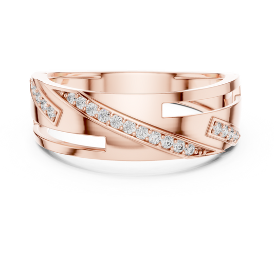 0.15 TCW Brilliant Round Lab Grown Diamonds Pave Set Openwork Ring Geometric Statement Fine Jewelry