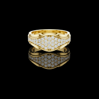 0.47 TCW Elegant Curved Pave Moissanite Diamond Wave Set Statement Ring in Gold