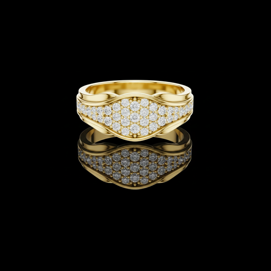 0.47 TCW Elegant Curved Pave Lab Grown Diamond Wave Set Statement Ring in Gold