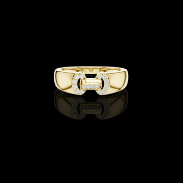 0.14 TCW Luxury Round Moissanite Diamond Link Design Ring Modern Statement Fine Jewelry