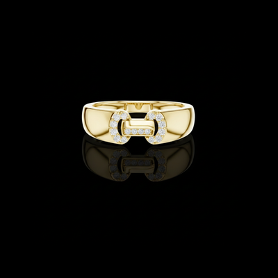 Round Cut Moissanite Men's Equestrian Openwork Link Wedding Band