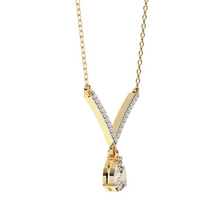 V Curved Chevron Pear Drop Necklace - view 2