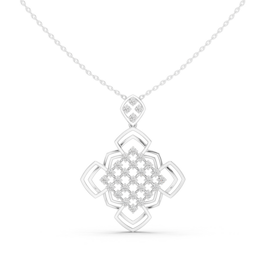 Round Floral Geometric Necklace - view 3